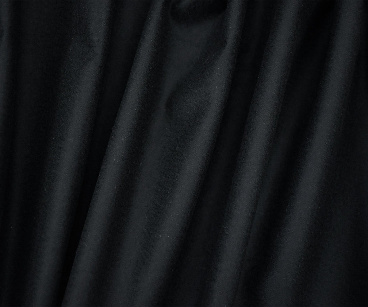 Black Melton Wool Single Sided Brushed Solid Twill Woven Jacketing Fabric
