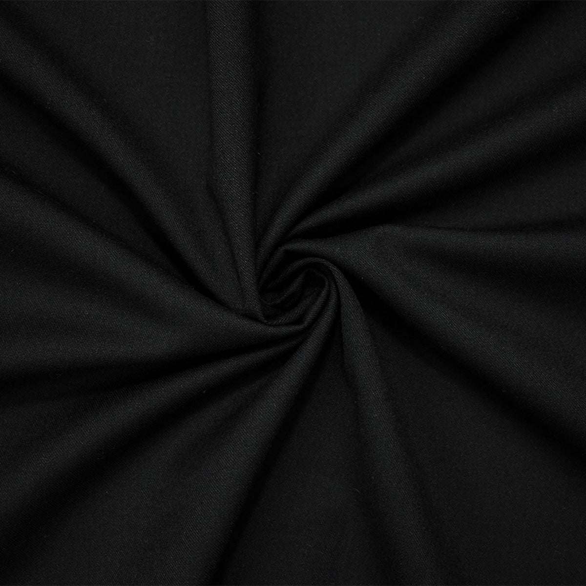 Black Wool-Polyester Black Solid Twill Woven Suiting Fabric