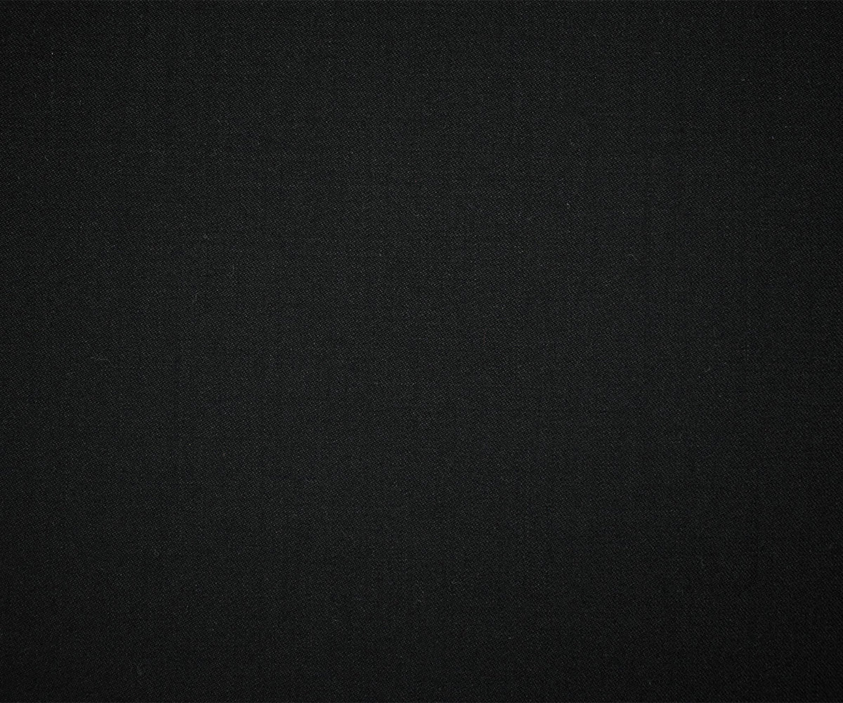Black Wool-Polyester Black Solid Twill Woven Suiting Fabric