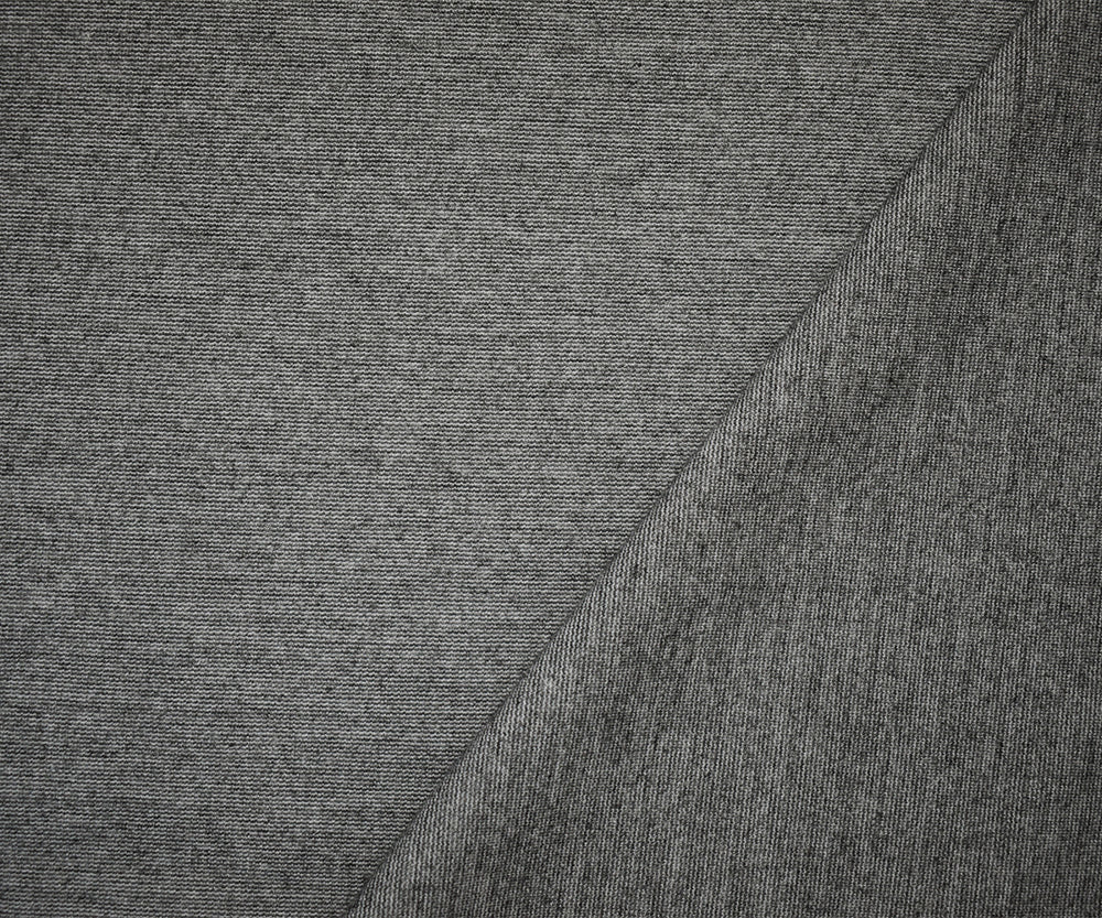 Gray-Black Poly-Cotton Stretch Spandex Textured Double Knit Fabric
