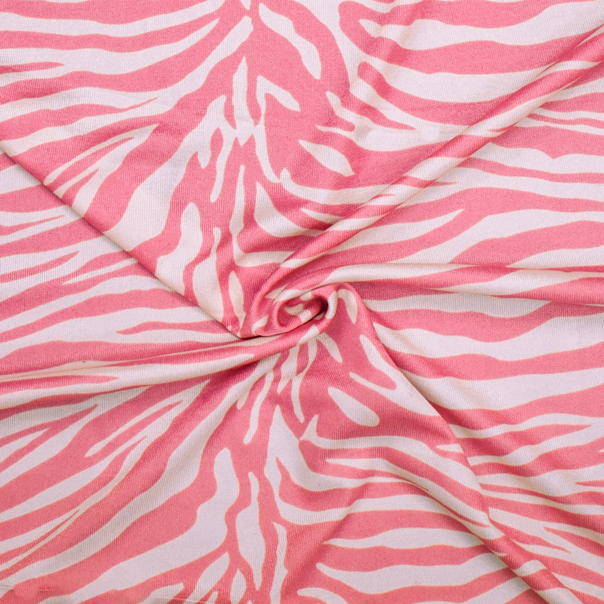 Pink-Pale Gray Zebra Printed Stretch Silk Jersey Knit Fabric