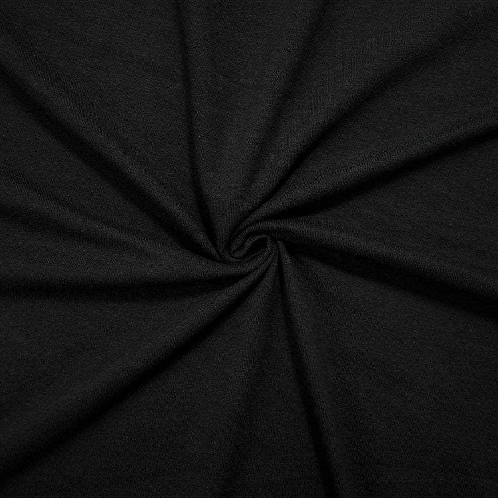 Black Solid Cotton Spandex Knit Fabric - 10 oz - Reorderable