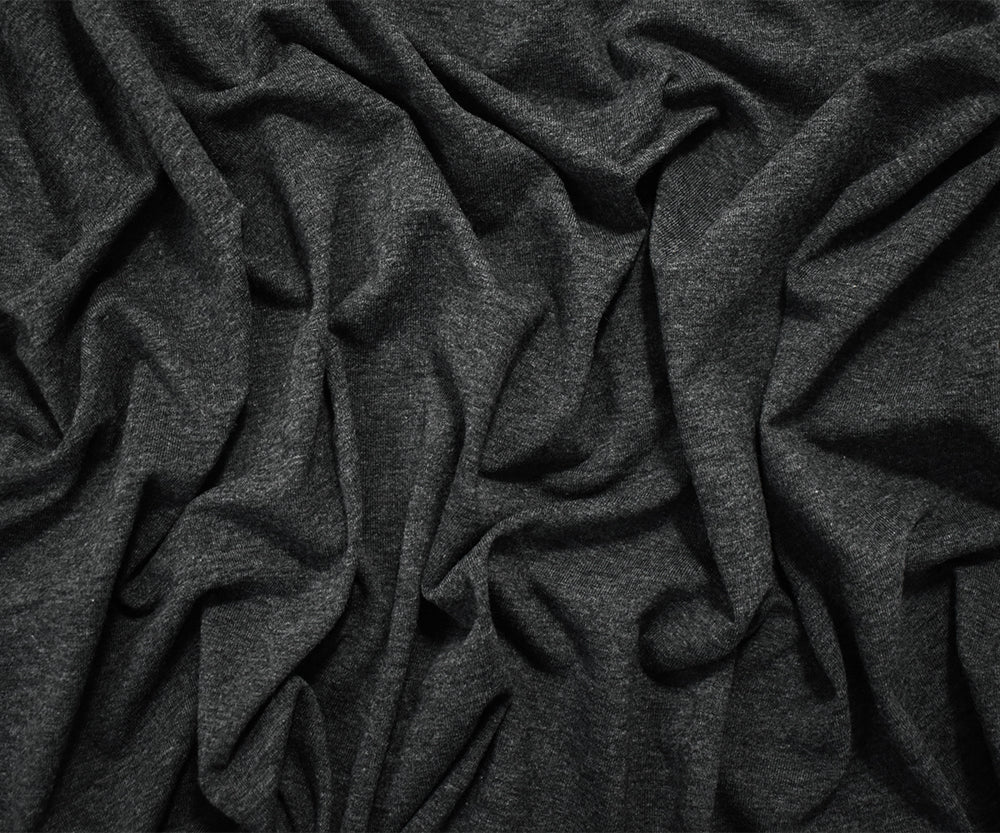 Heather Charcoal Gray Solid Cotton-Poly Spandex Knit Fabric - 12 oz - Reorderable