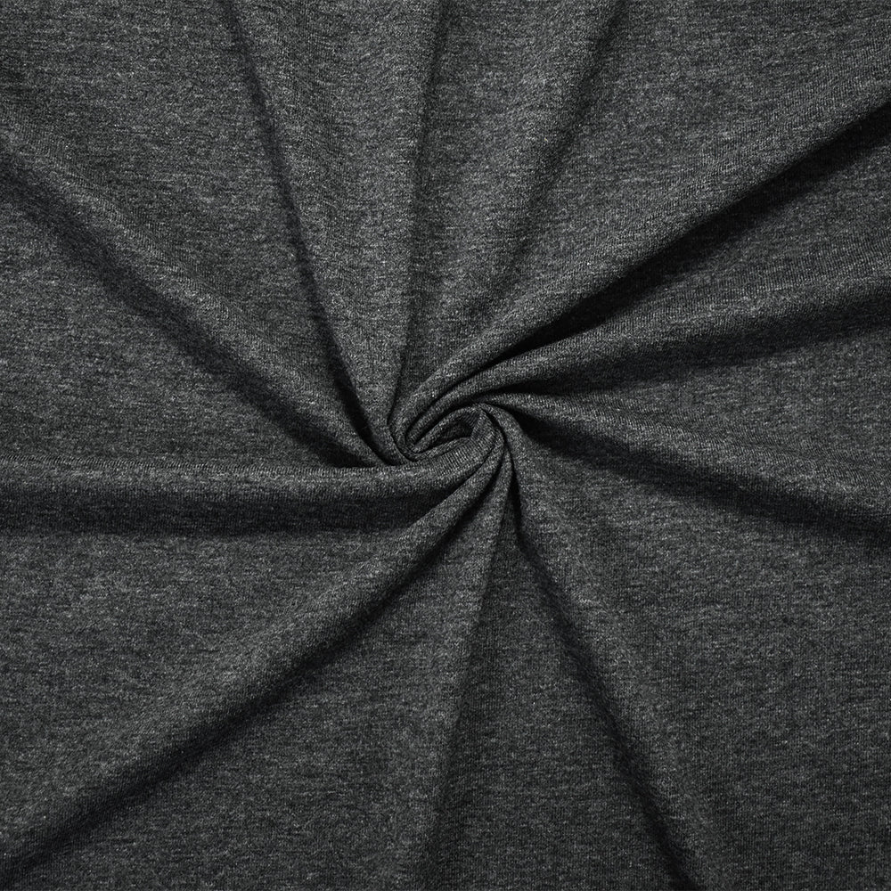 Heather Charcoal Gray Solid Cotton-Poly Spandex Knit Fabric - 12 oz - Reorderable