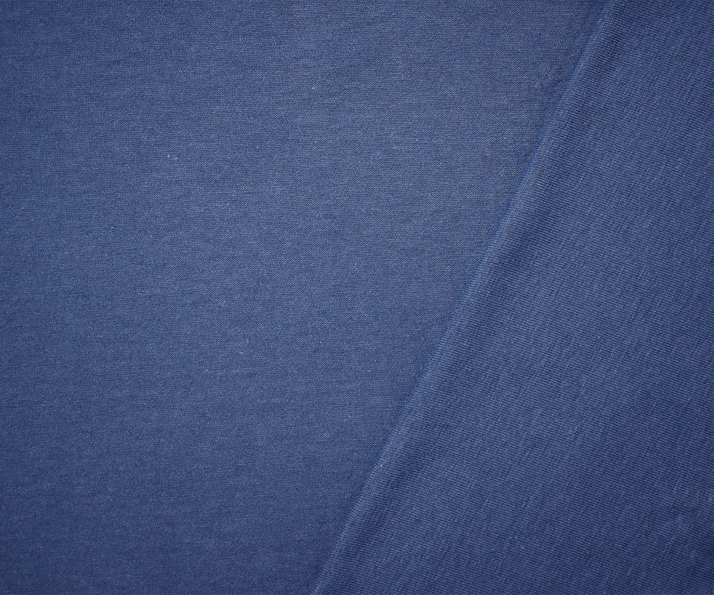 Denim Blue Solid Cotton Spandex Knit Fabric - 10 oz - Reorderable