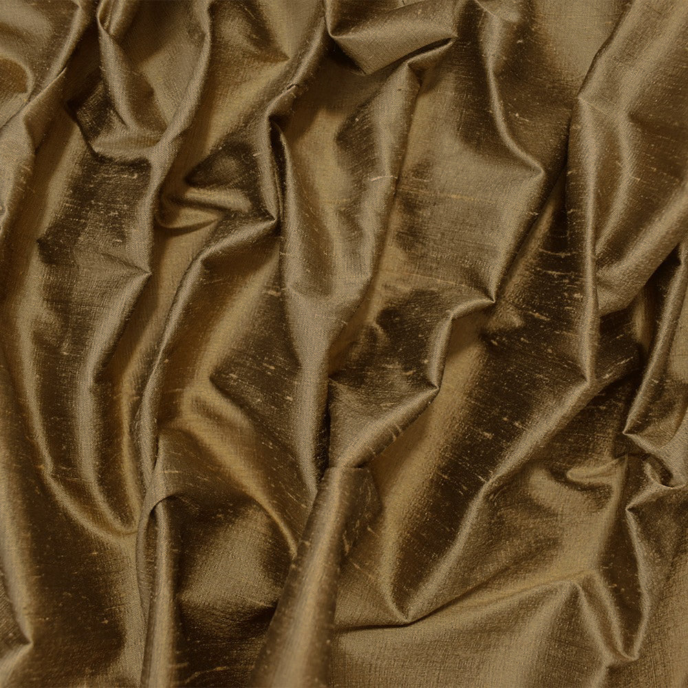 Cream Brown-Black Silk Iridescent Dupioni Woven Fabric