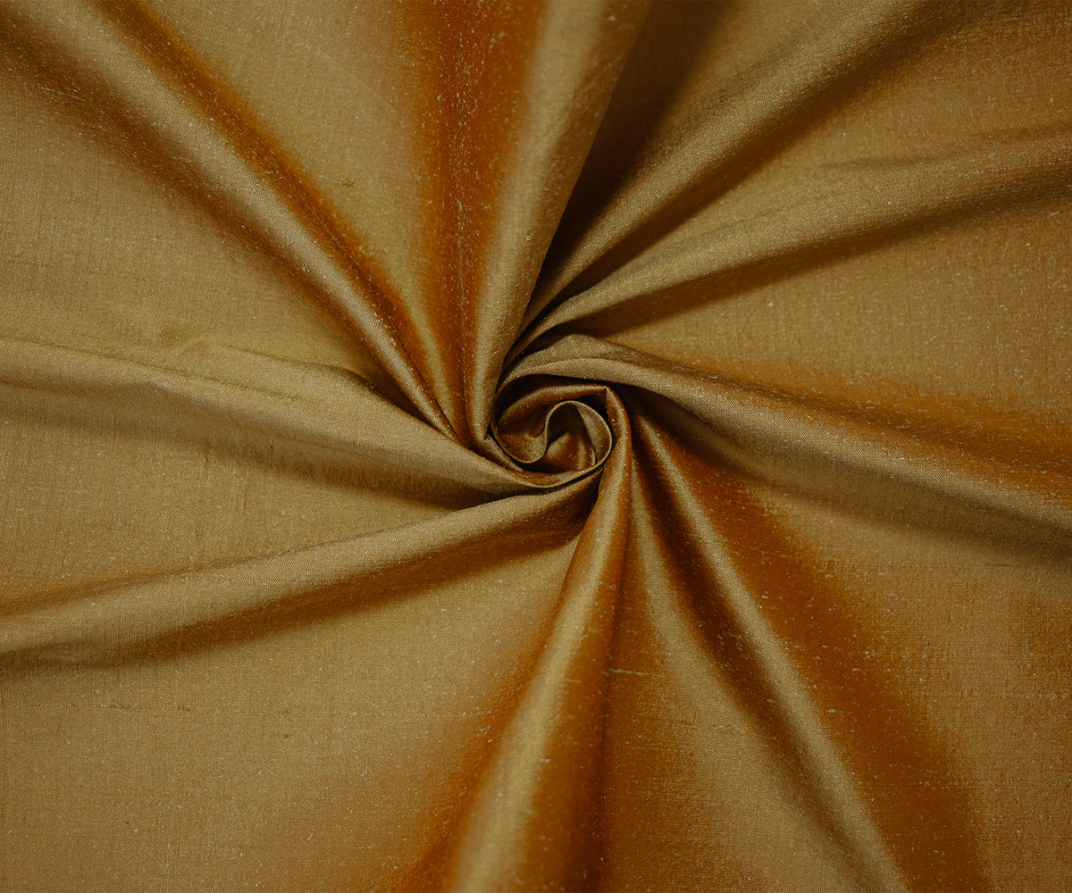 Copper Brown-Beige Silk Iridescent Dupioni Woven Fabric
