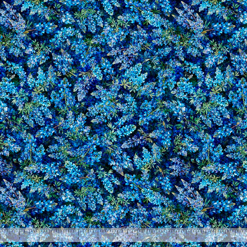 ATXSH Texas Bluebonnets Navy Cotton 44"/45" Fabric Per Yard