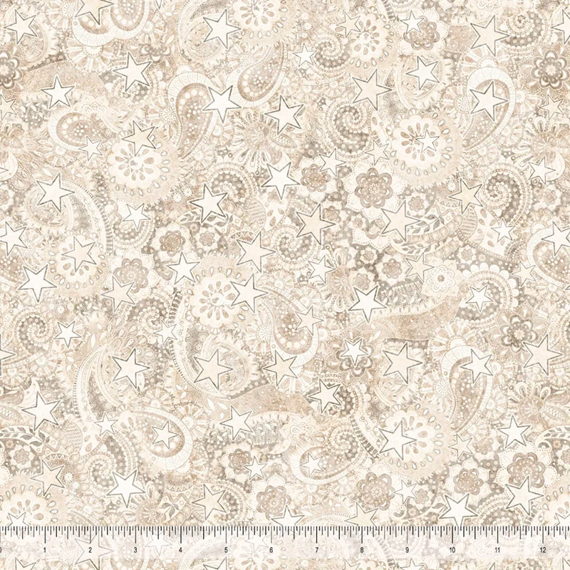 ATXSH Paisley Taupe Cotton 44"/45" Fabric Per Yard