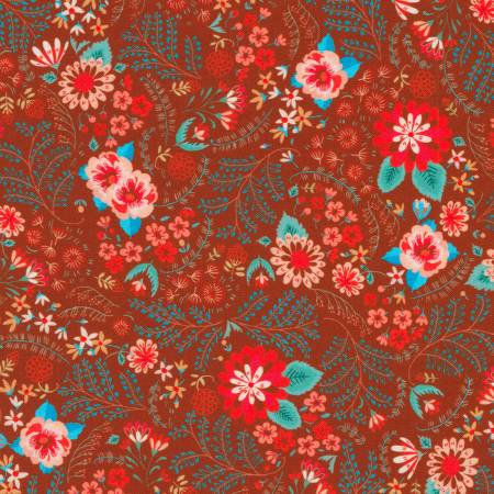 Robert Kaufman Faraway Florals packed small florals burgundy