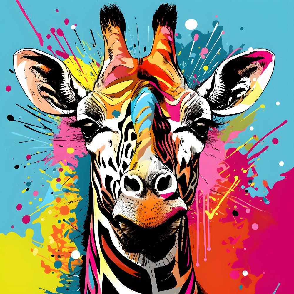 Abstract Animals Pop Art Giraffe Fabric Panel