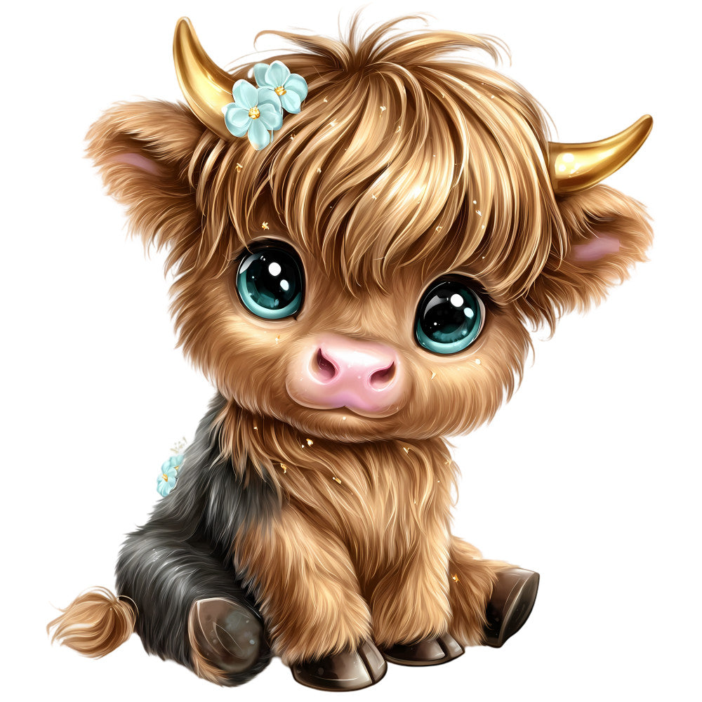 Adorable Highland Cows Fabric Panel 31
