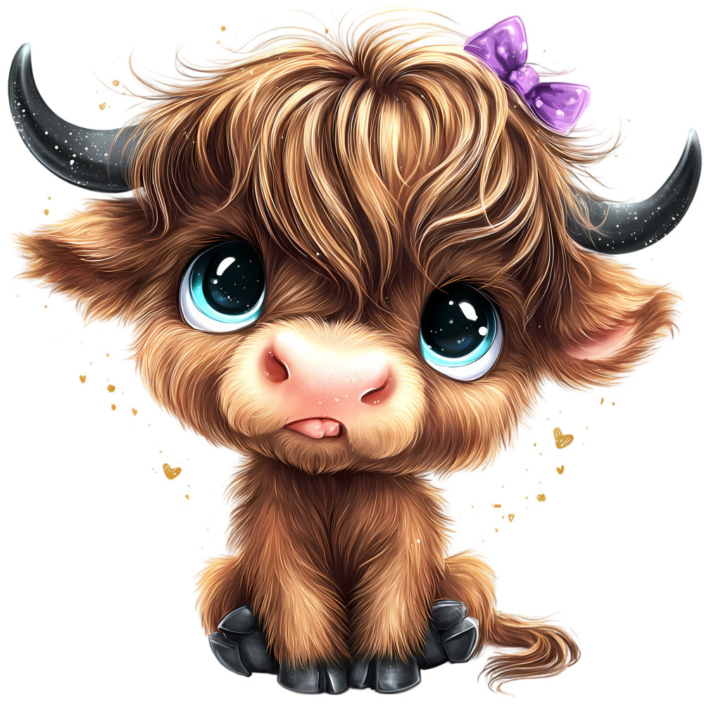 Adorable Highland Cows Fabric Panel 9