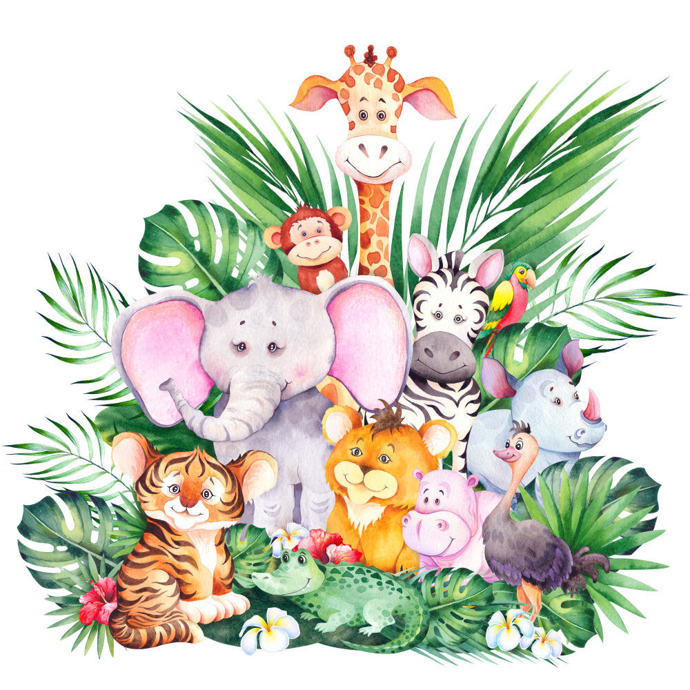 African Cartoon Animals Fabric Panel 7 QuiltingFabricPanels