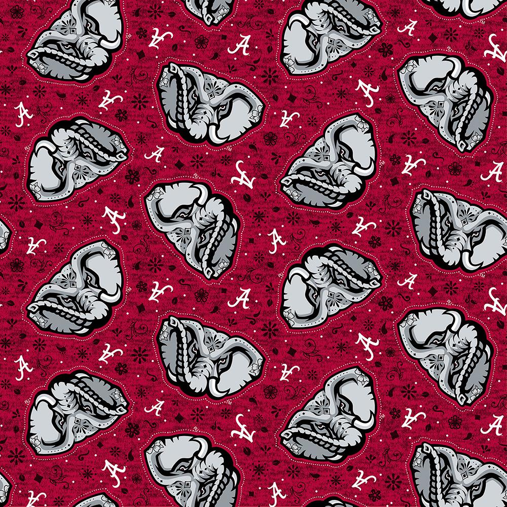 Alabama Crimson Tide - Tossed Elephant 44"/45" Fabric per yard