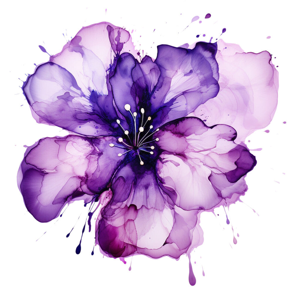 Alcohol Ink Flower Fabric Panel 6 QuiltingFabricPanels