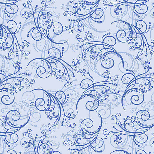 All About Daisies - Dancing Scroll - Light Blue 44" / 45" Fabric Per Yard