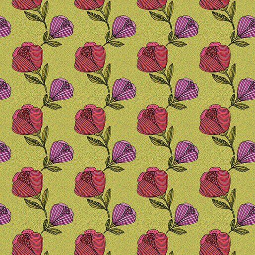 Alluring Peacock - Pebble Floral - Lime 44" / 45" Fabric Per Yard