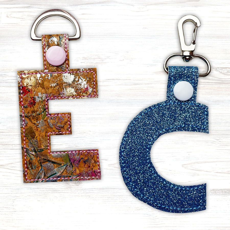 Alphabet Charms + Keychains In the Hoop Machine Embroidery Design Pickle Pie Designs