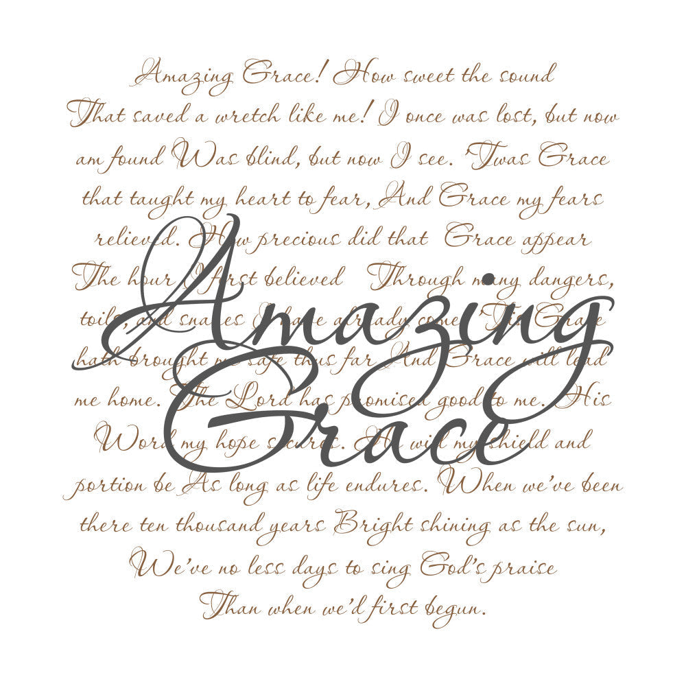 Amazing Grace Hymn Fabric Panel 1