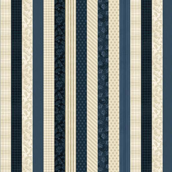 American Spirit Stripe quilting fabric in blue by Cheryl Haynes for Benartex, patriotic stripe print on blue cotton, sold by the yard