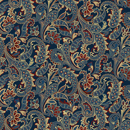 American Spirit - Winter Paisley - Blue 44" / 45" Fabric per yard