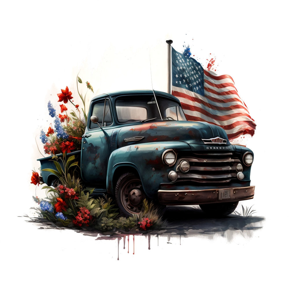 American Trucks Fabric Panel 9 QuiltingFabricPanels
