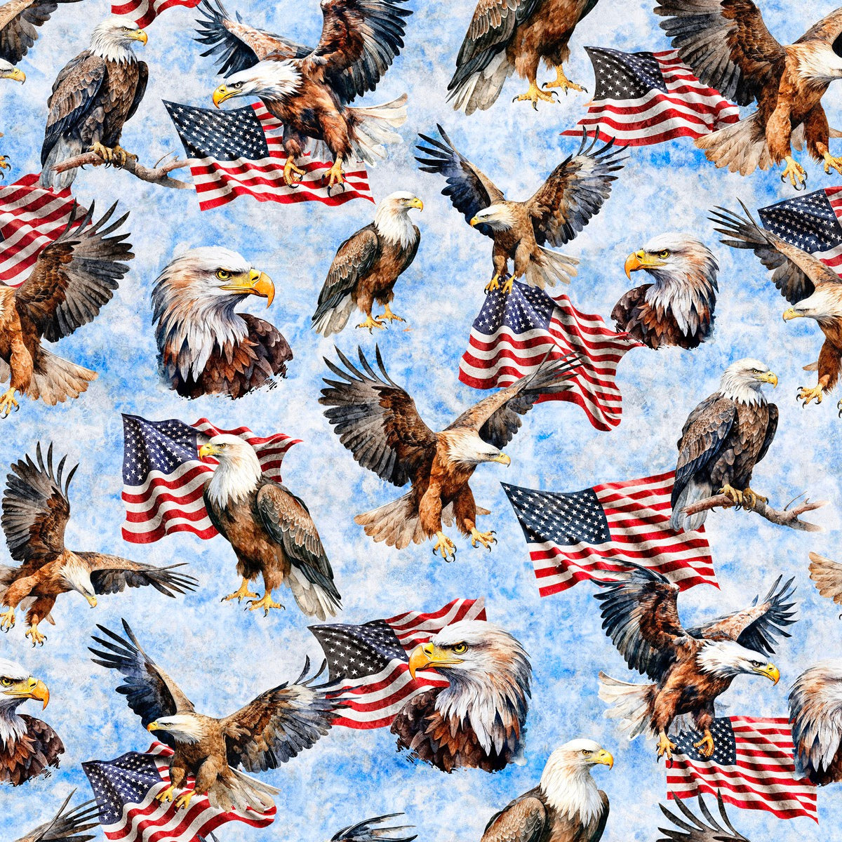 American Freedom #35 Lt. Blue Big Eagle 45" wide Fabric per yard
