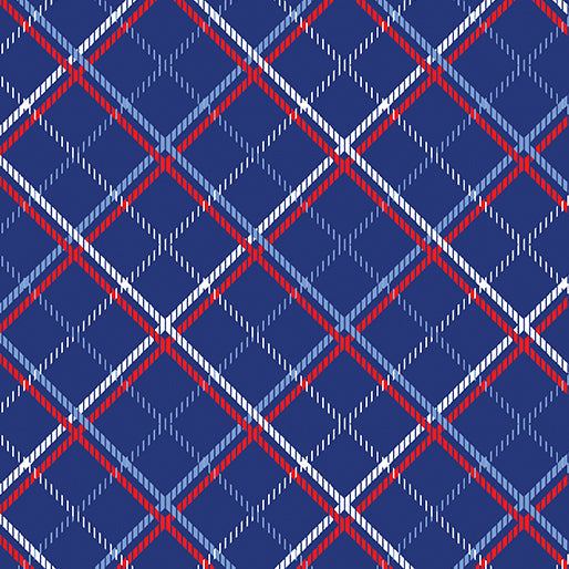 Americana Plaid Navy Cotton 44"/45" Fabric Per Yard