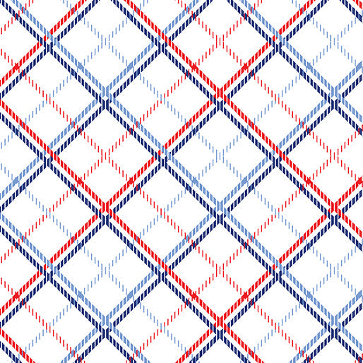 Americana Plaid White Cotton 44"/45" Fabric Per Yard