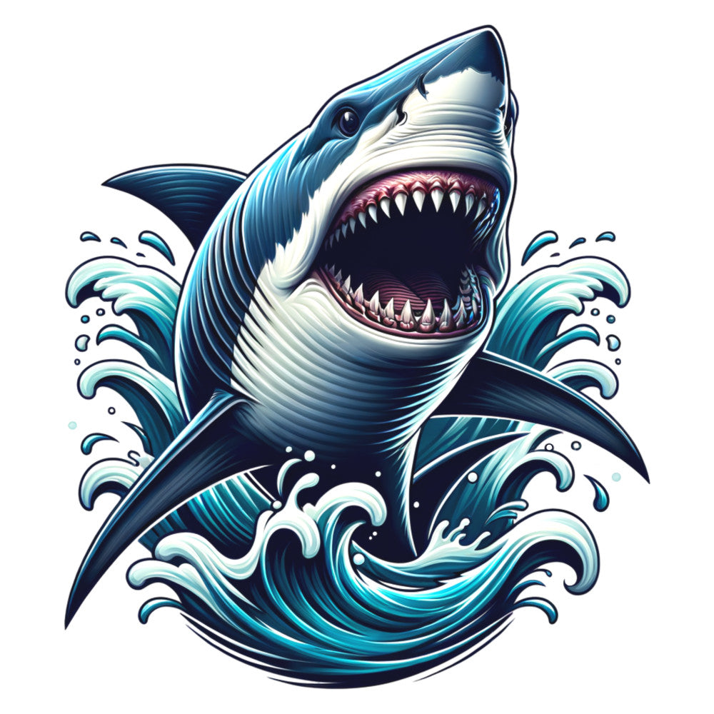 Angry Shark Fabric Panel 11 QuiltingFabricPanels