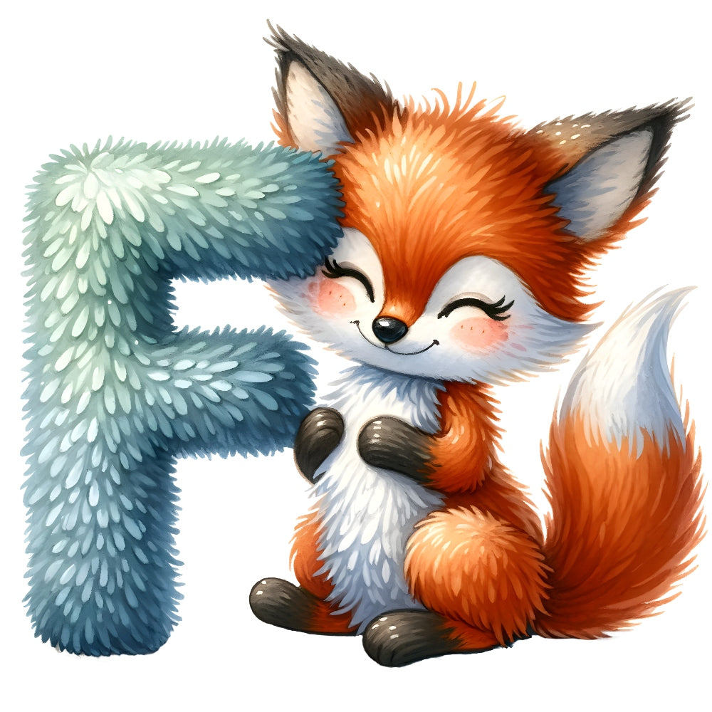 Animal Fox Letter F Fabric Panel