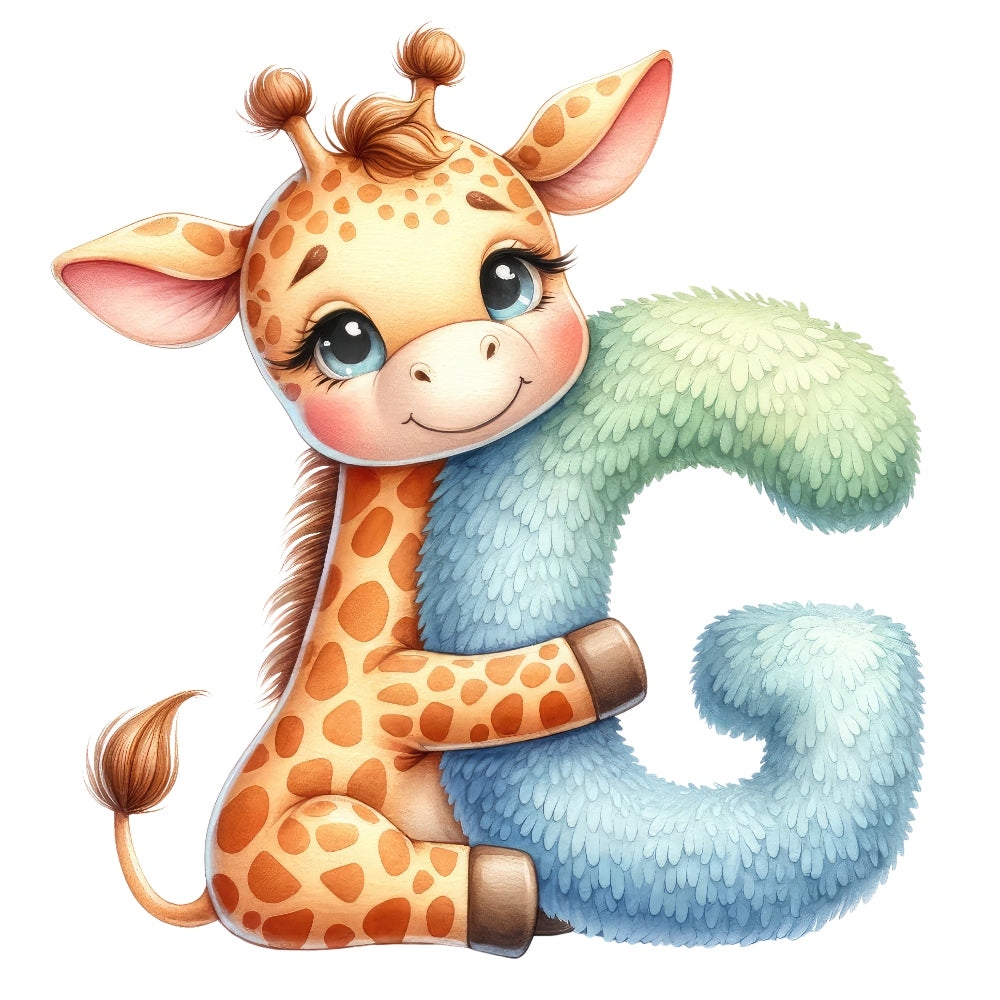 Animal Giraffe Letter G Fabric Panel