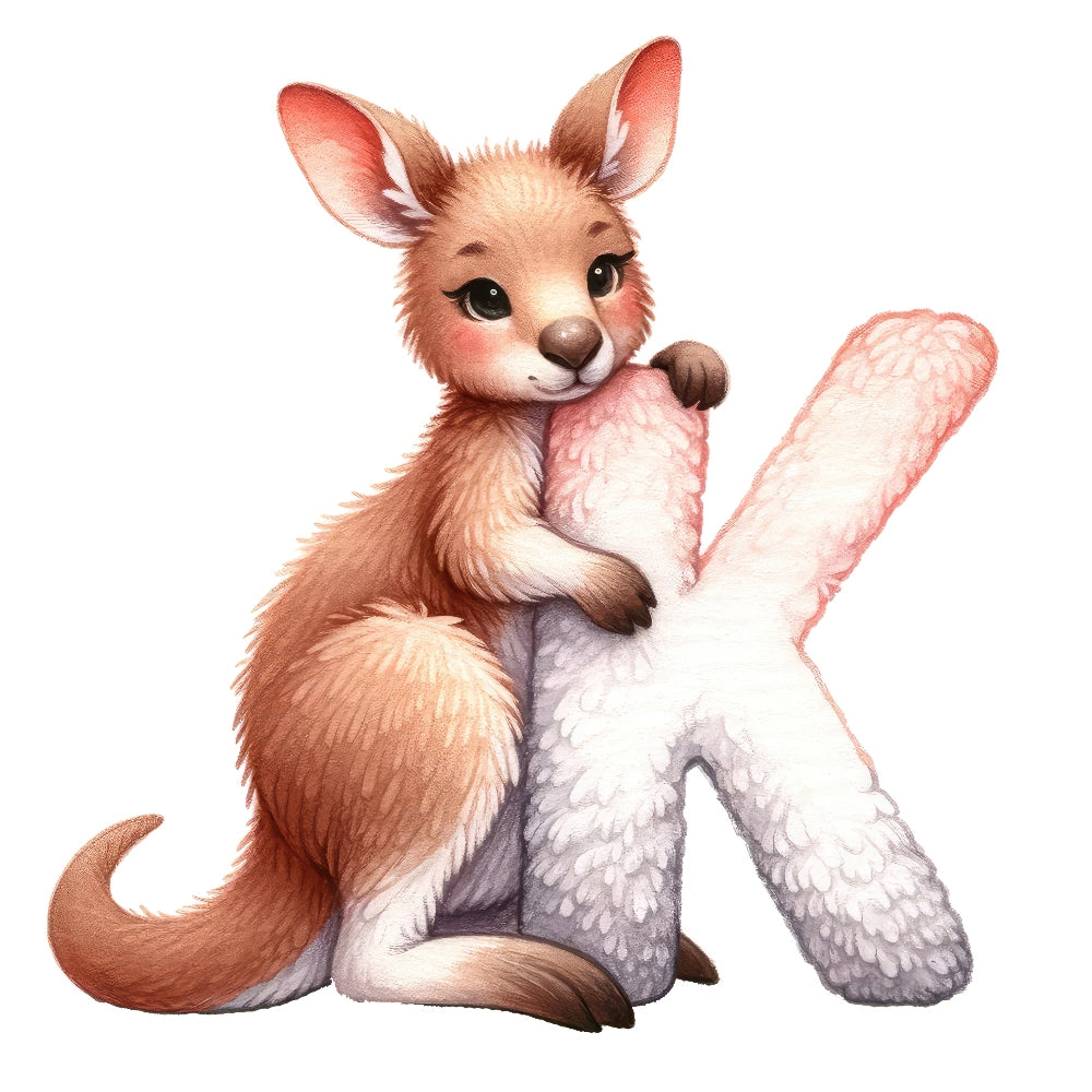 Animal Kangaroo Letter K Fabric Panel