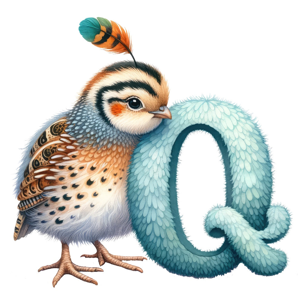 Animal Quail Letter Q Fabric Panel