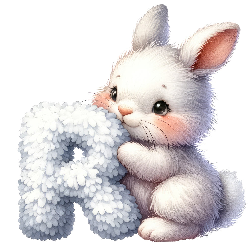 Animal Rabbit Letter R Fabric Panel QuiltingFabricPanels