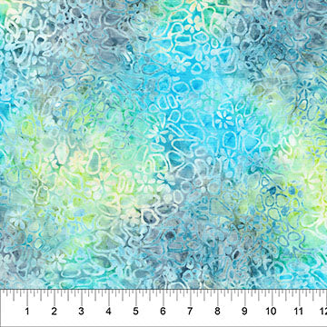 Aqua Blue Medallion Flora 83632-43 Cotton 44”/45” Fabric Per Yard