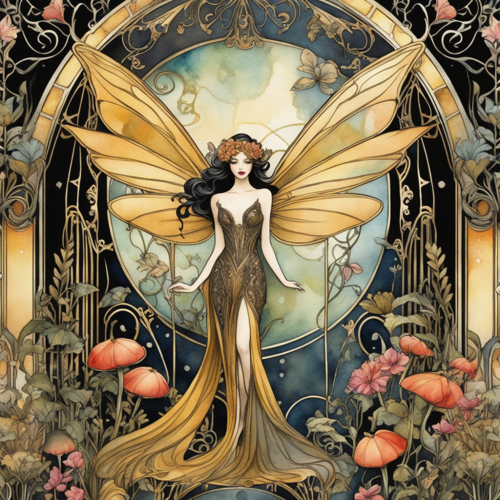 Art Nouveau Fairies Fabric Panel 10 QuiltingFabricPanels