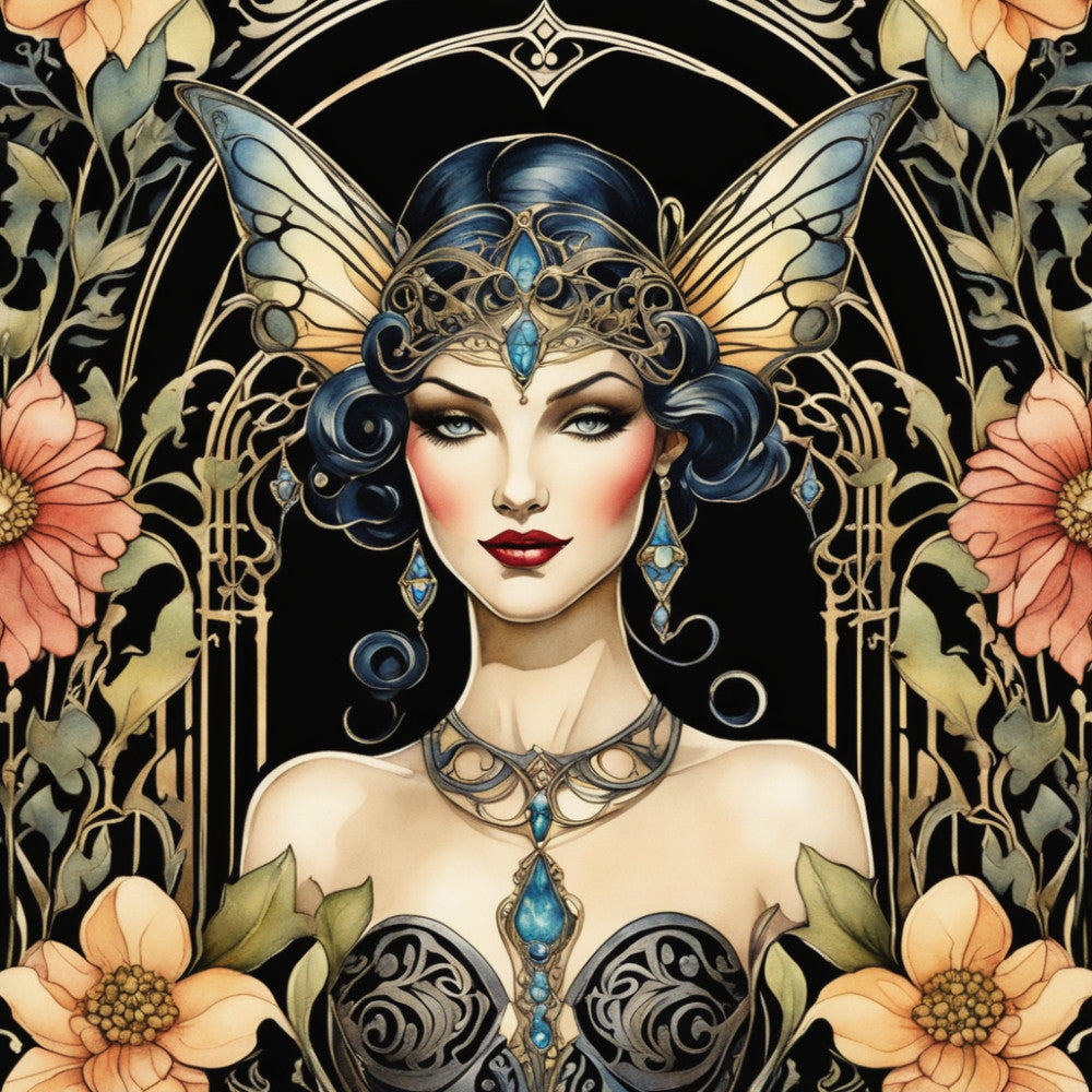 Art Nouveau Fairies Fabric Panel 21 QuiltingFabricPanels