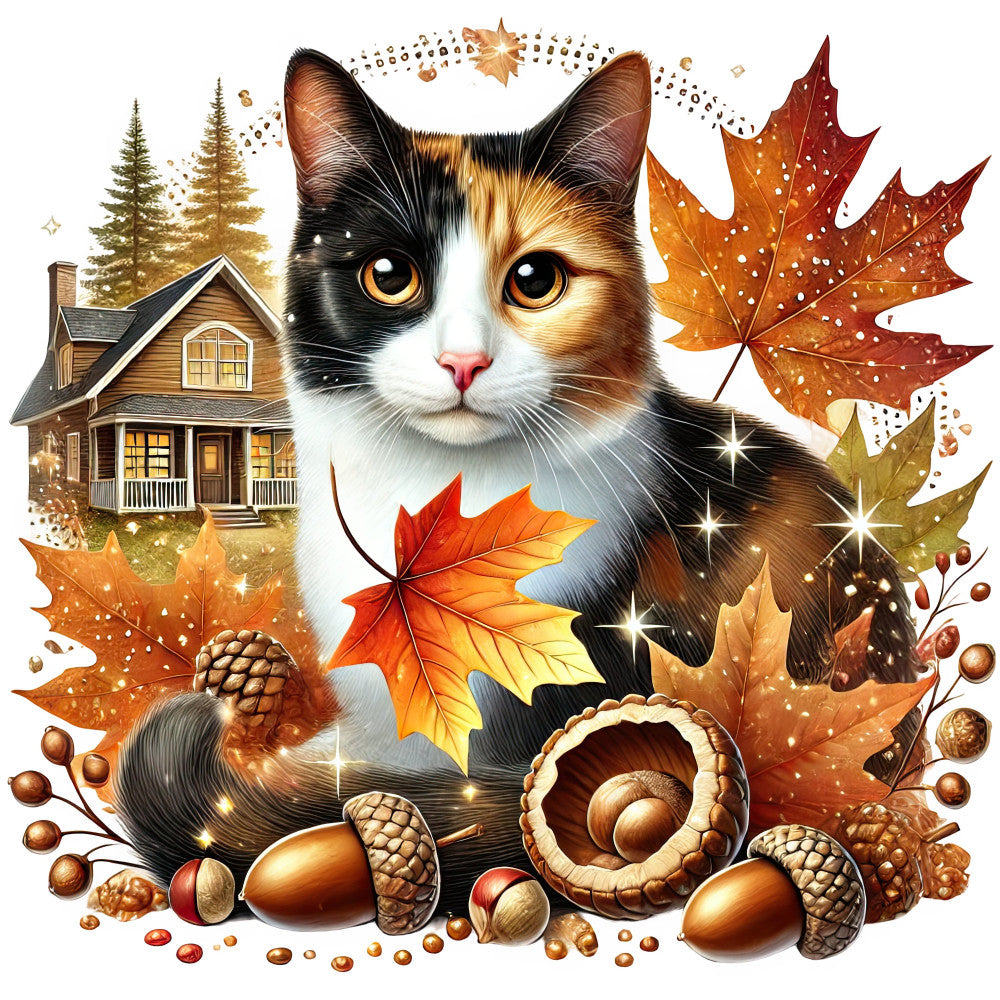 Autumn Cats Fabric Panel 25 QuiltingFabricPanels