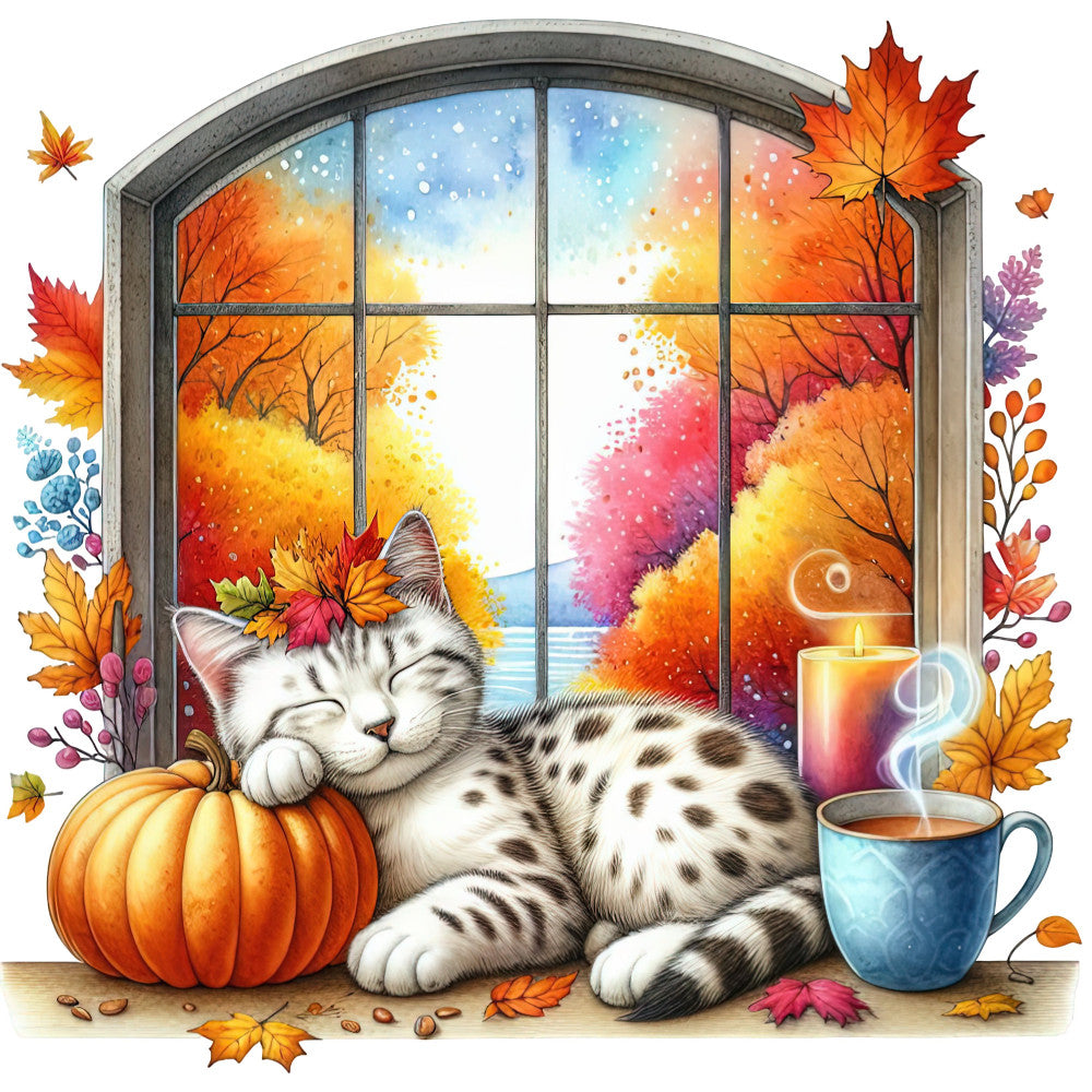 Autumn Cats Fabric Panel 54 QuiltingFabricPanels