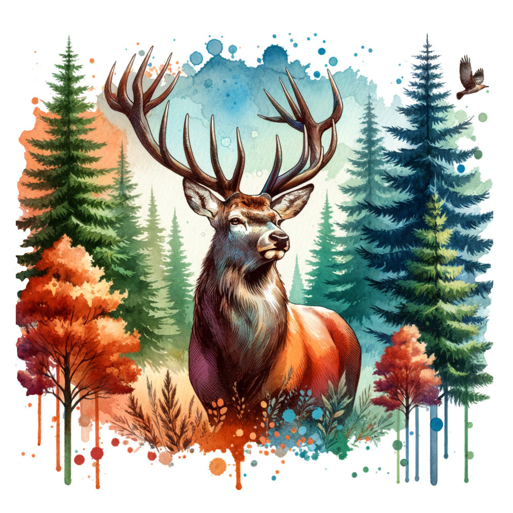 Autumn Forest Deer Fabric Panel 3