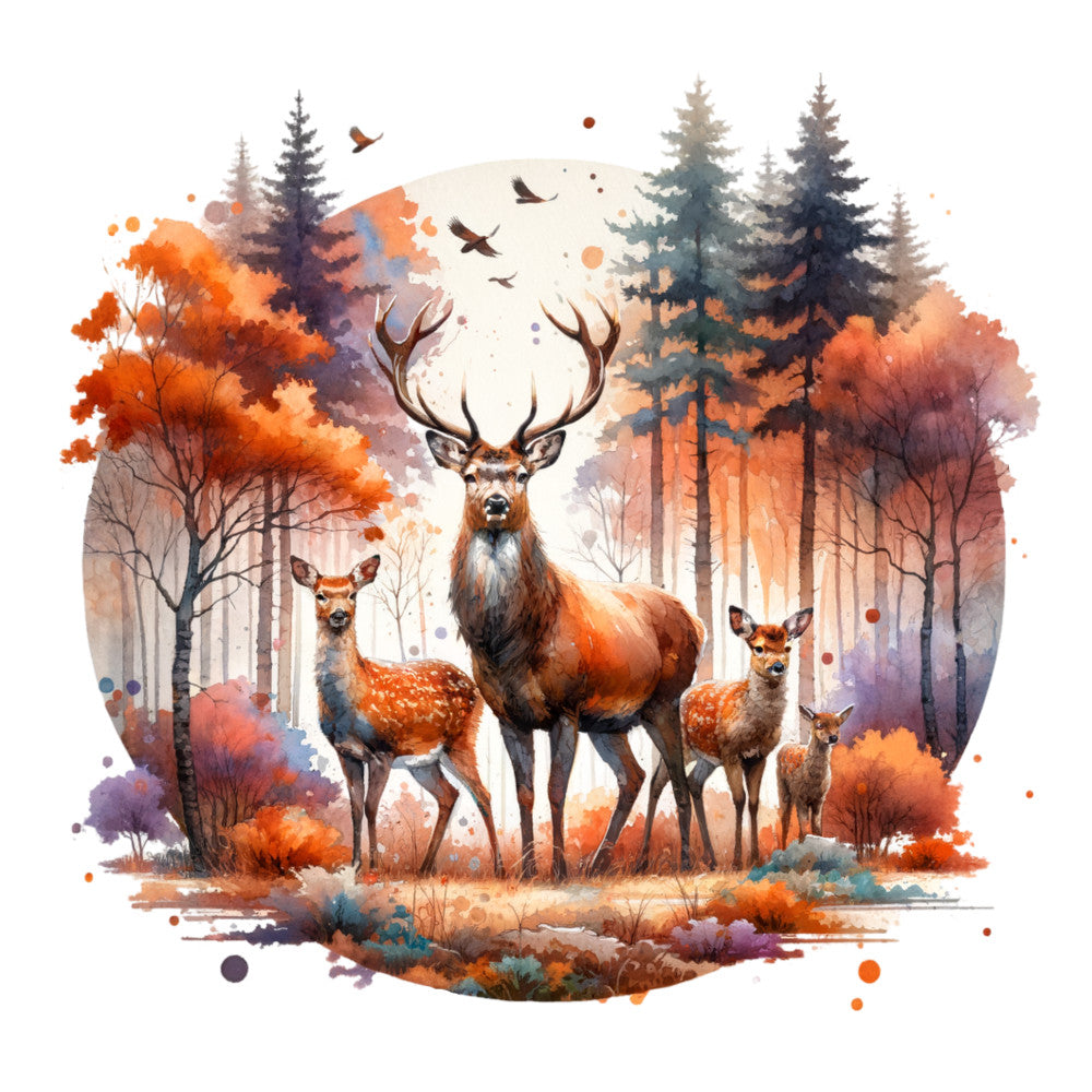 Autumn Forest Deer Fabric Panel 8