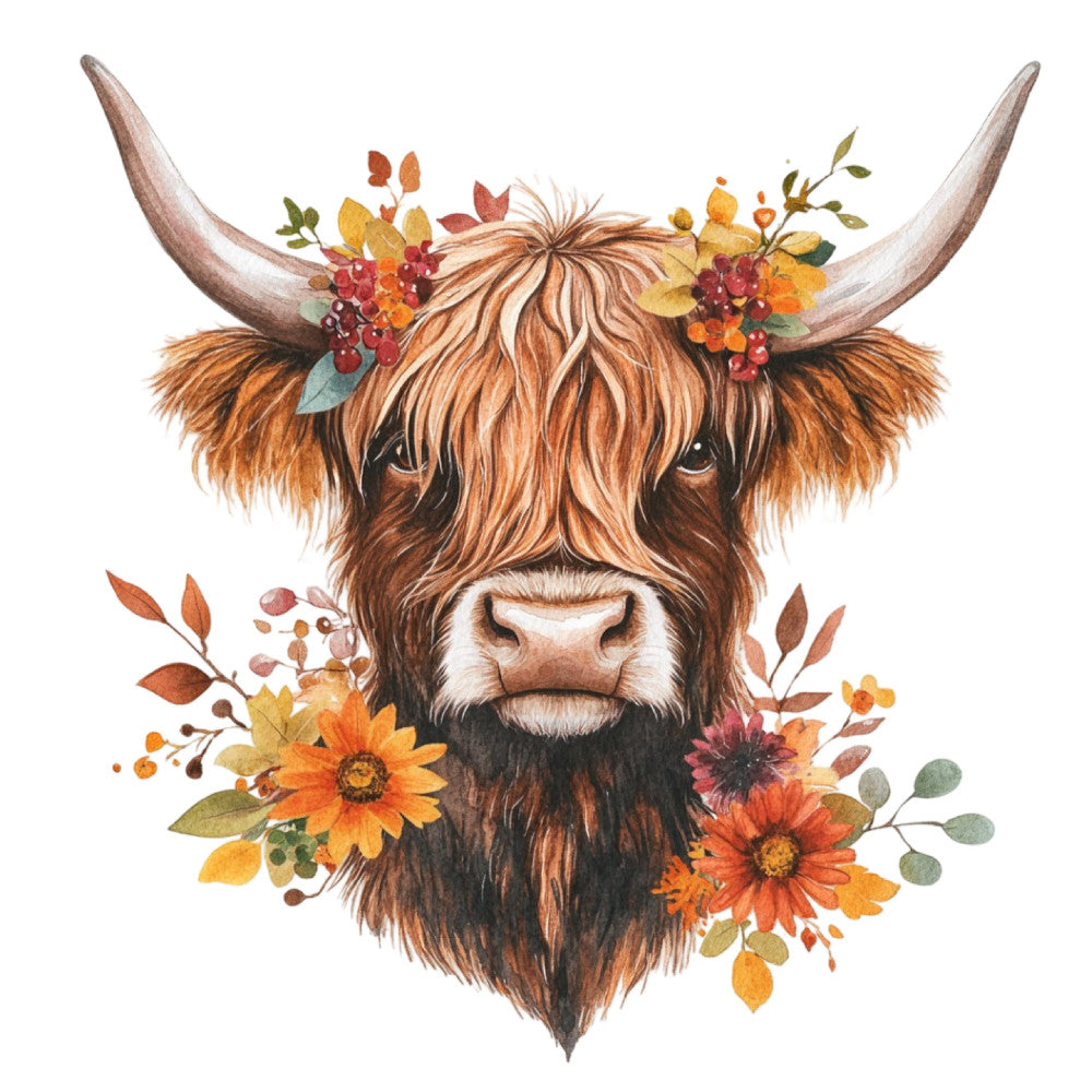 Autumn Highland Cow Fabric Panel 13