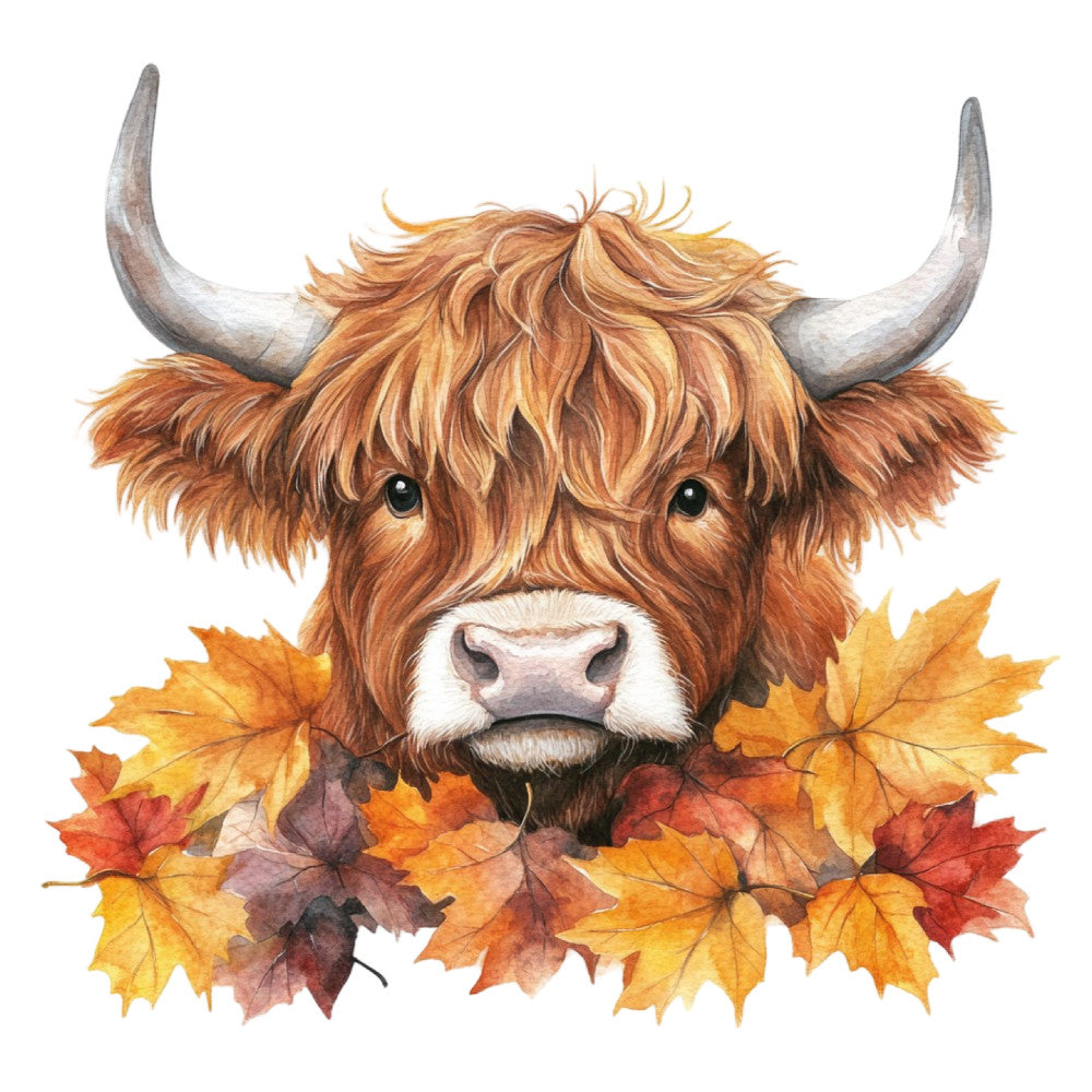Autumn Highland Cow Fabric Panel 16