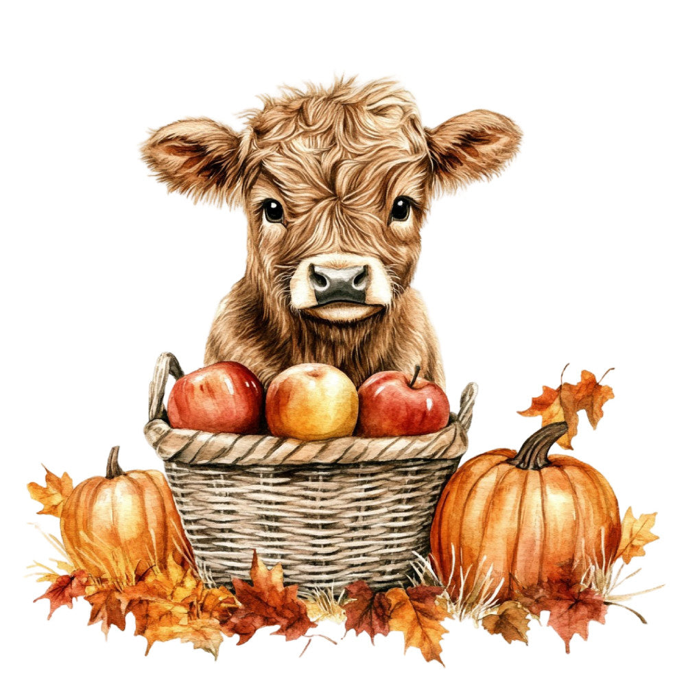 Autumn Highland Cow Fabric Panel 5