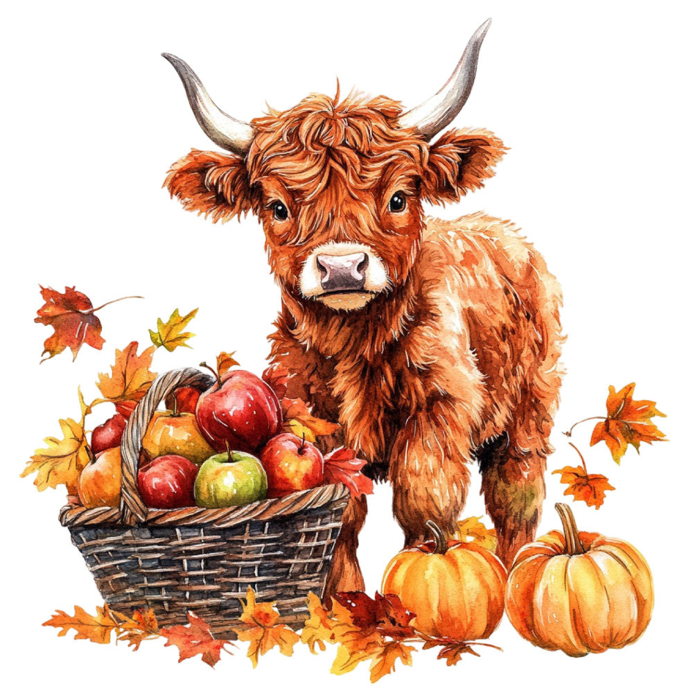 Autumn Highland Cow Fabric Panel 6