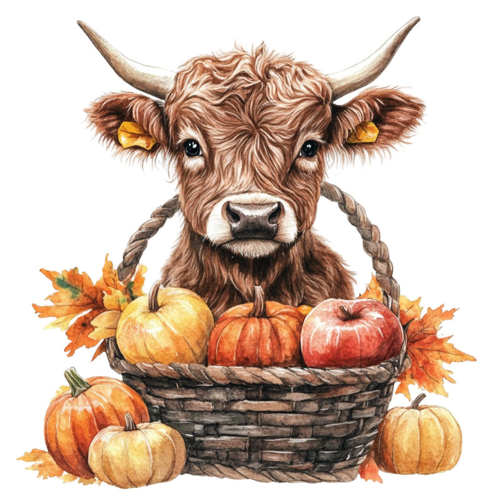 Autumn Highland Cow Fabric Panel 7