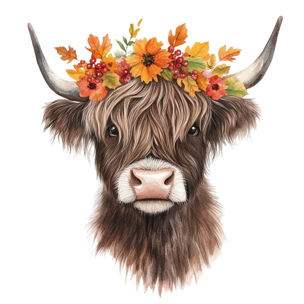 Autumn Highland Cow Fabric Panel 9