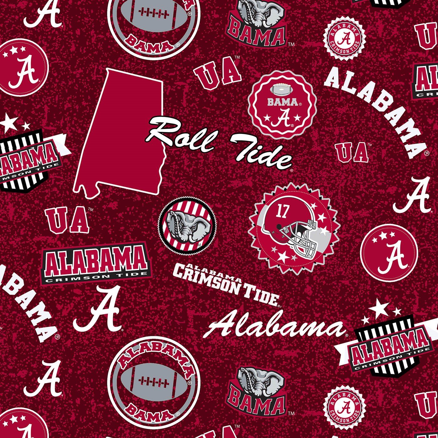 Alabama Crimson Tide home state licensed cotton fabric 3 yard pack